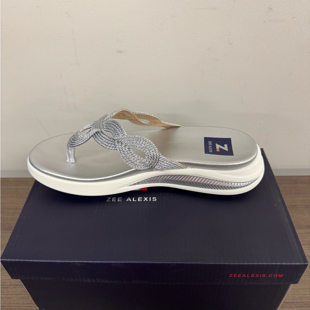 Zee Alexis Silver SYLVIA FLIP FLOP MEMORY FOAM SANDALS